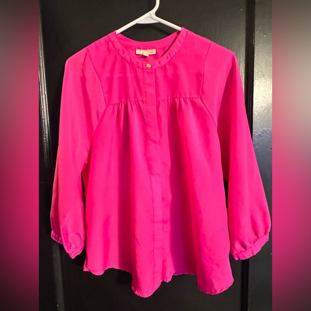 Bright Pink GB Hidden button shirt